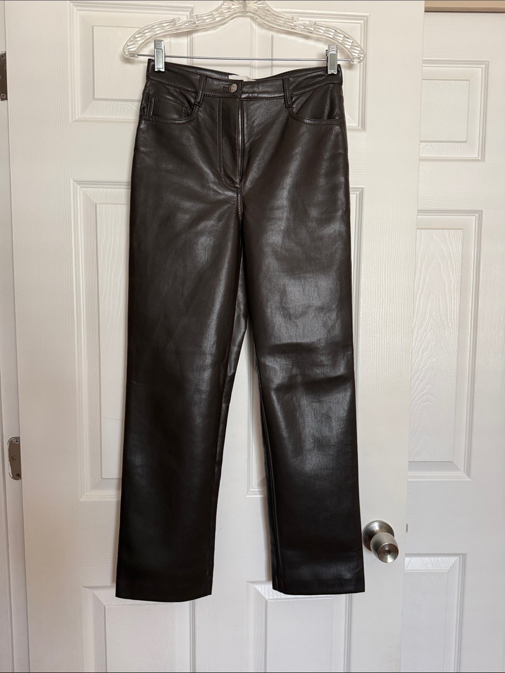 Aritzia Wilfred Rich Mocha Brown Melina Leather Pants 2